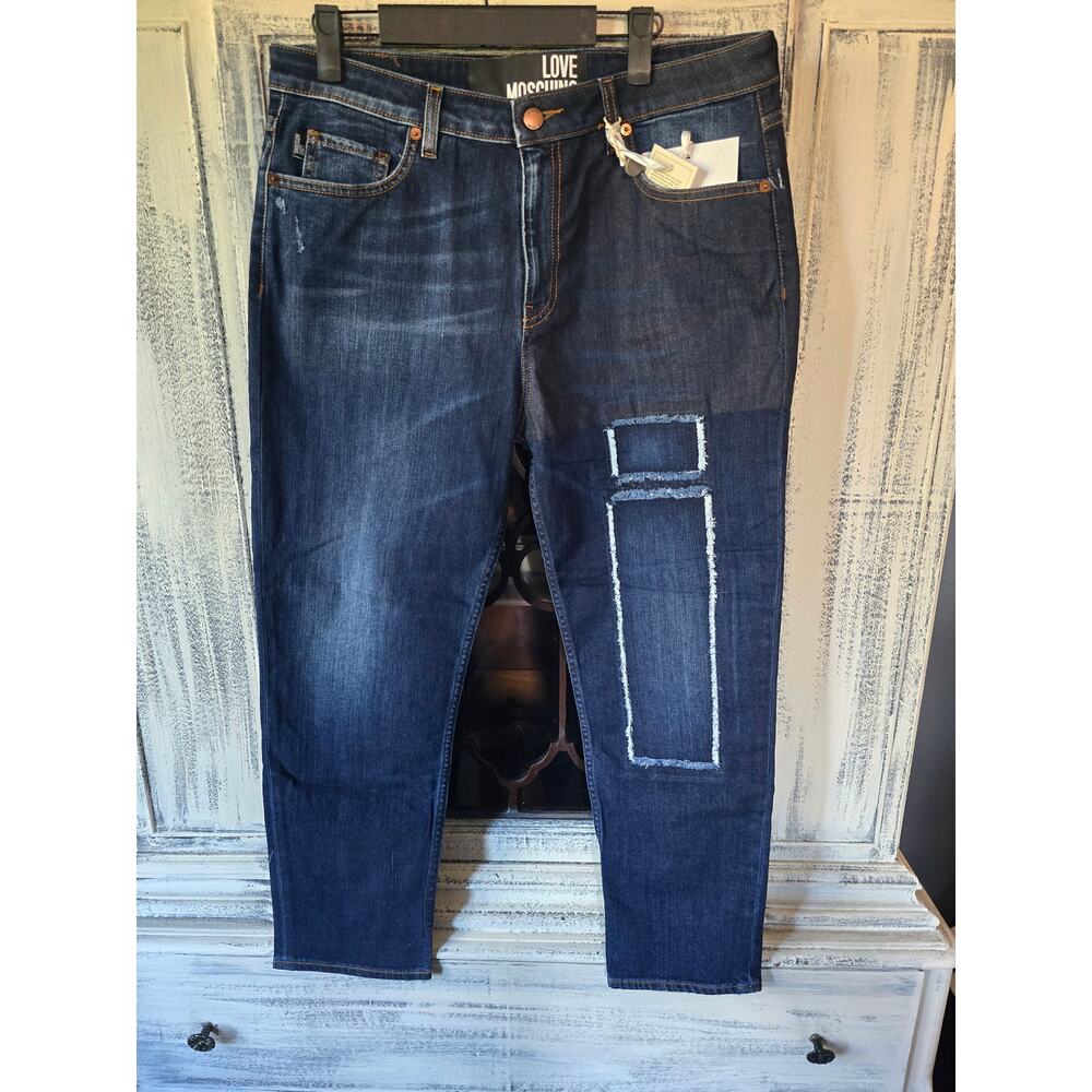 NWT Love Moschino High Waisted Distressed Cropped Jeans 30 Waist - Picture 4 of 7